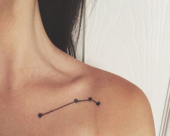 Aries constellation tattoo underneath the collarbone