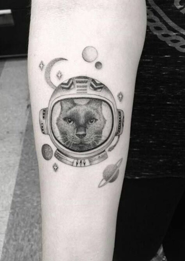 Cat astronaut tattoo by dr woo