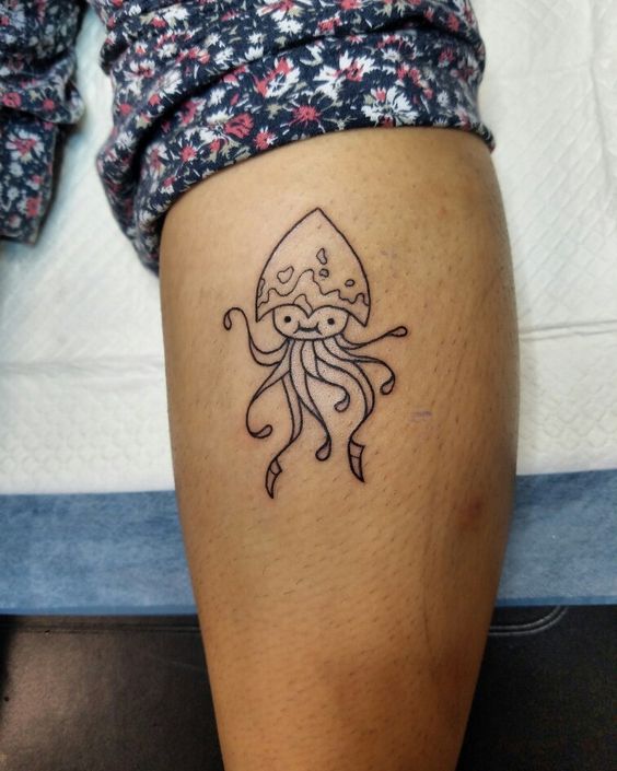 Cute small squid on the calf