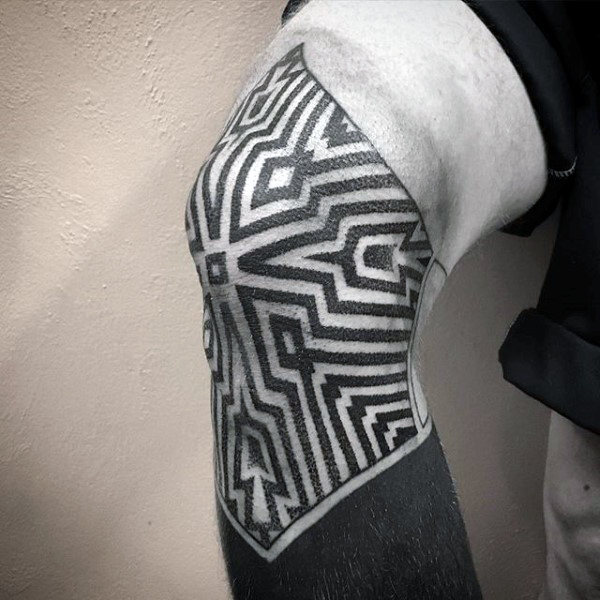 Geometric pattern knee tattoo