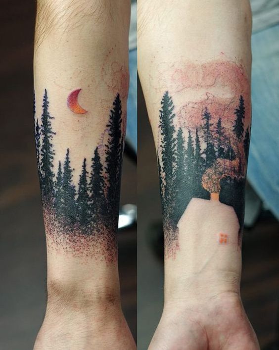 House in the middle of the forest tattoo