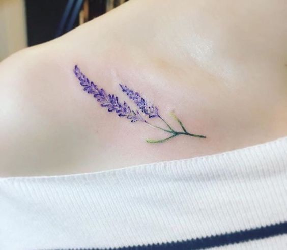 Lavender clavicle bone tattoo