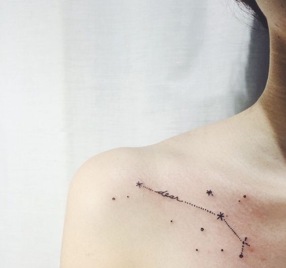 Minimal aries constellation on the right collarbone