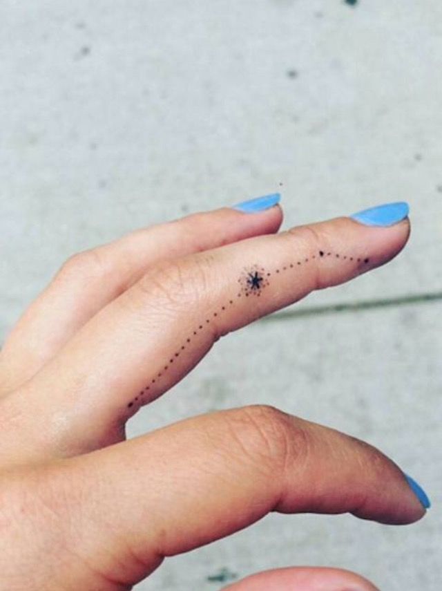 Minimalist aries constellation on the inner side of the middle finger
