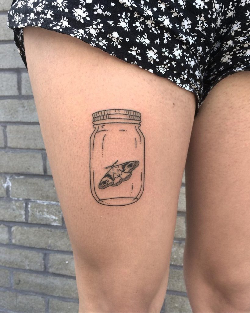 Moth in a jar tattoo