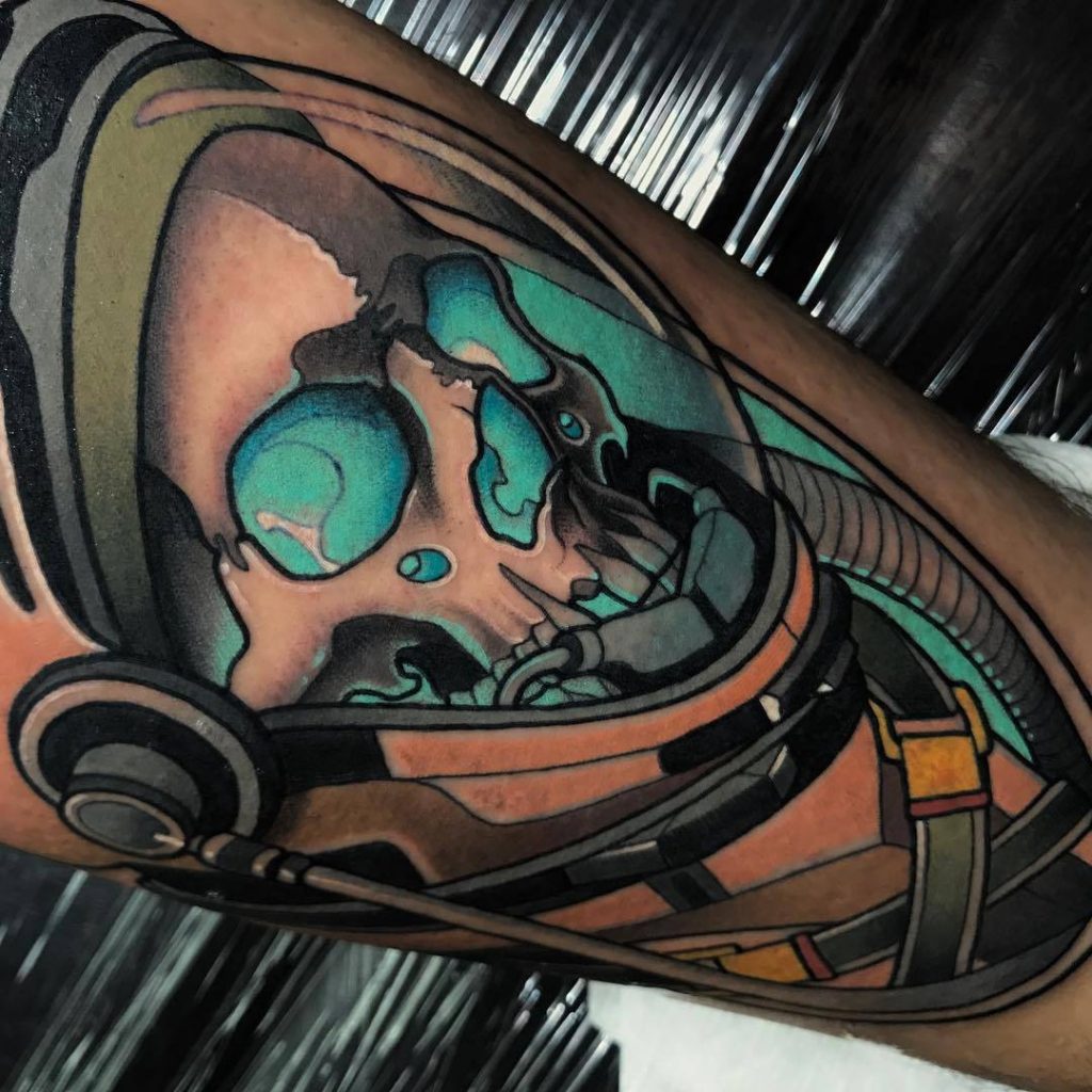 Neo traditional dead astronaut tattoo by javier franko