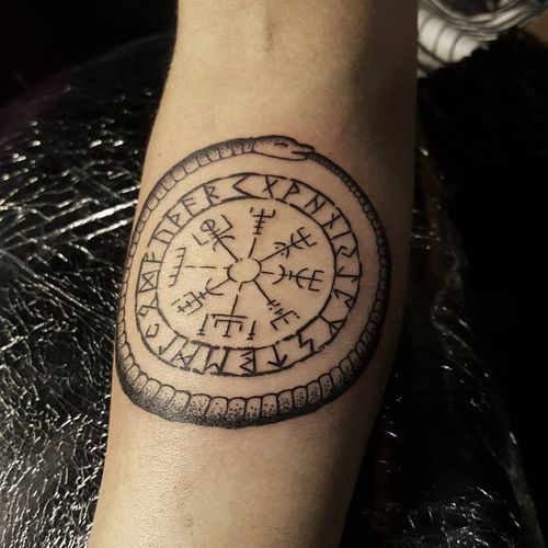 Ouroboros and vegvisir tattoo