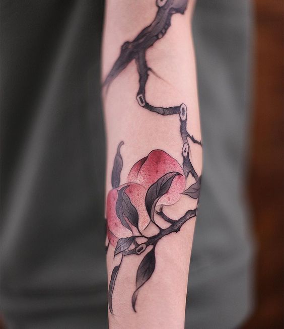 Peaches on the branch tattoo