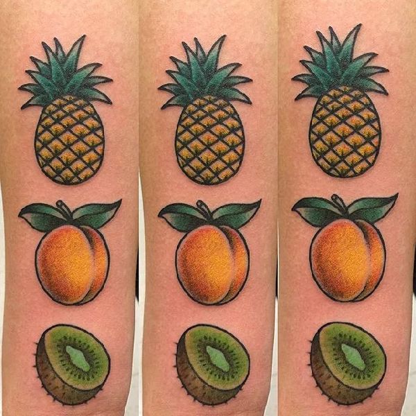 Pineapple kiwi and peach tattoo