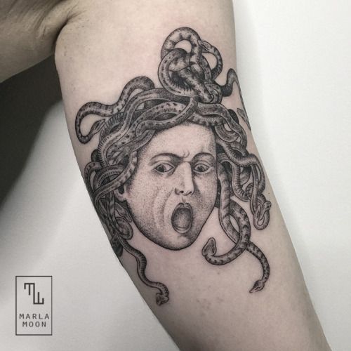 Replica of carravagio medusa by tattoo artist marla moon