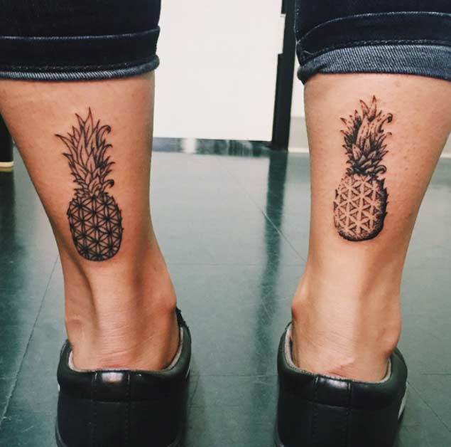 Sacred geometry pineapple tattoos
