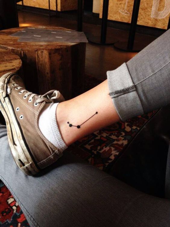 Simple aries constellation on the right inner ankle