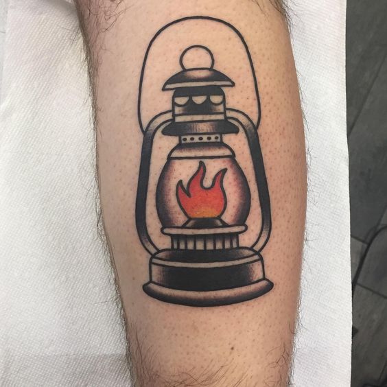 Simple oil lantern tattoo