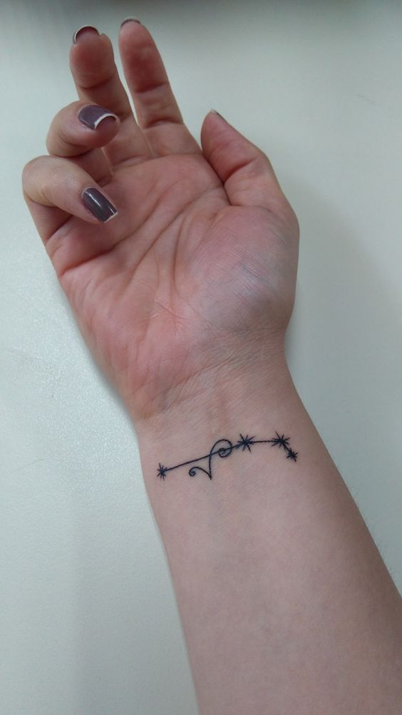 Stylized aries constellation wrist tattoo