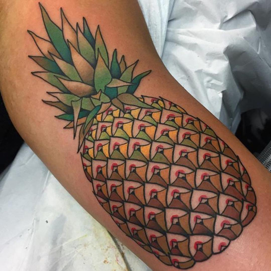 Traditional pineapple tattoo