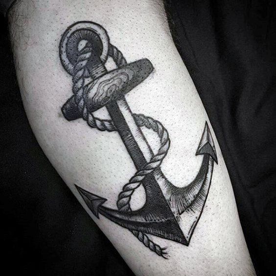 Another woodcut anchor and rope tattoo