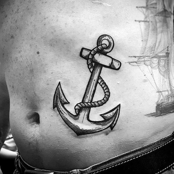 Another woodcut anchor tattoo on the belly