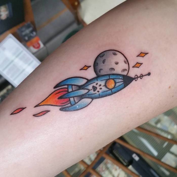Cute spacecraft and moon
