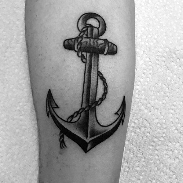 Old school blackwork anchor tattoo