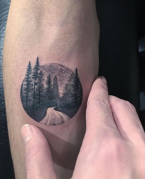 Path in the forest tattoo