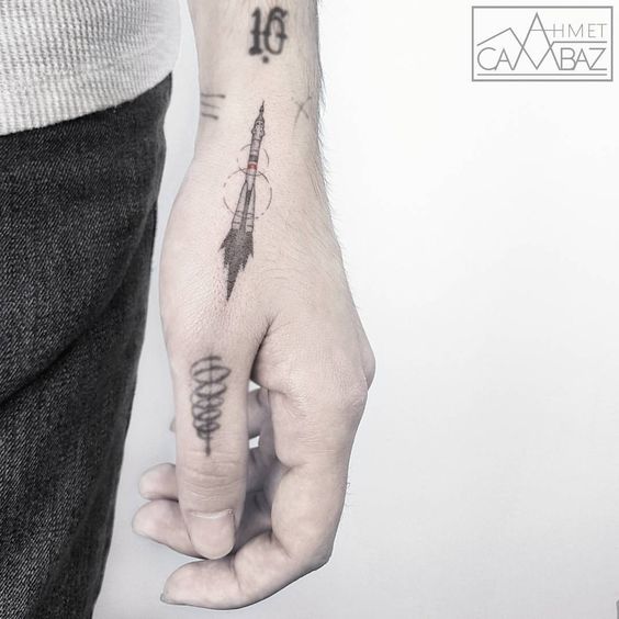 Rocket tattoo on the hand