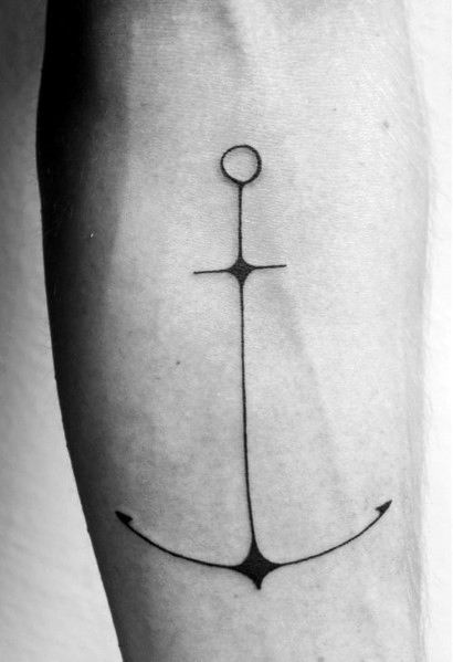 Thin line minimal anchor tattoo on the forearm