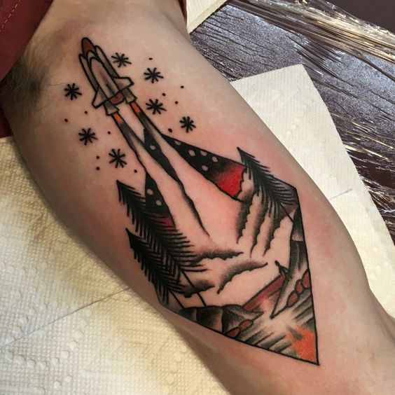 Traditional space shuttle tattoo