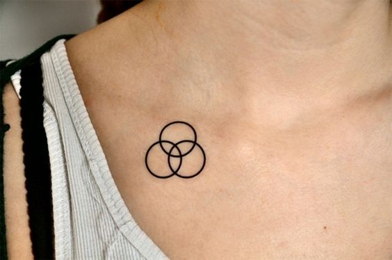 Triple circle tattoo on the clavicle bone