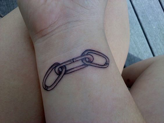 Small chain link tattoo on the inner wrist
