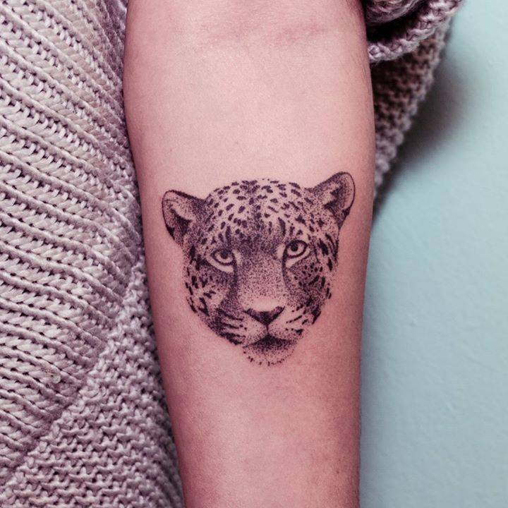 Cute leopard head tattoo