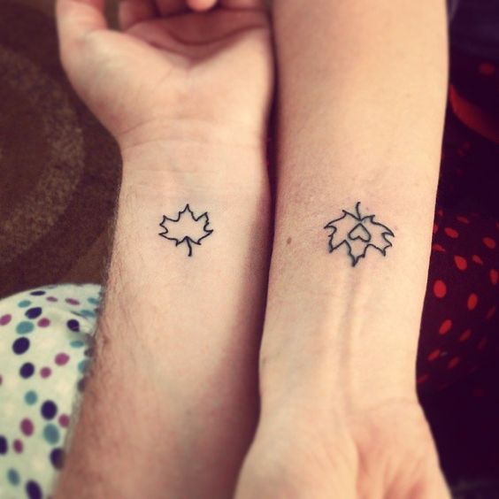 Maple leaf tattoos for a couplejpg