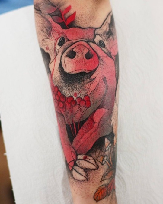 Abstract pig tattoo by joanna Świrska