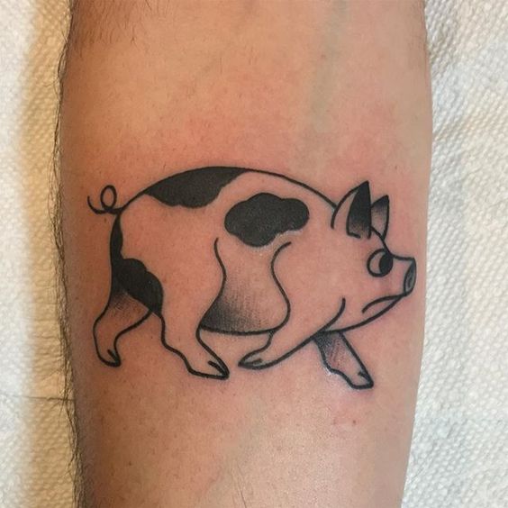 Cool black and grey pig tattoo