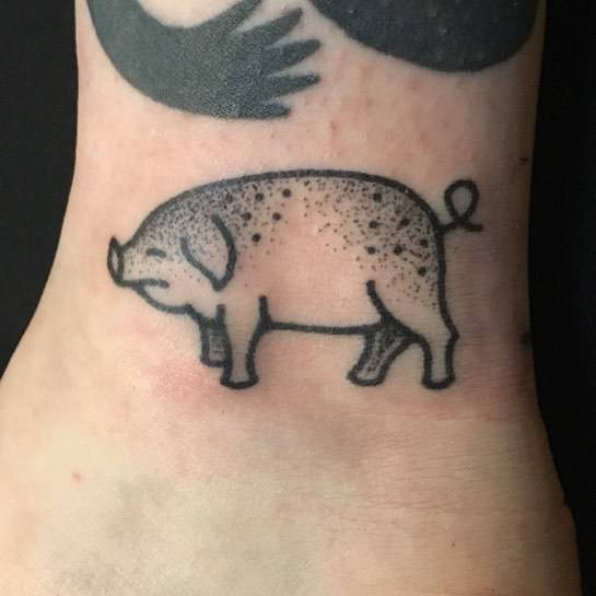 Cute pig tattoo by adam sage
