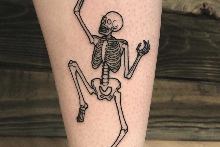 Dancing skeleton tattoo by Chase Martines