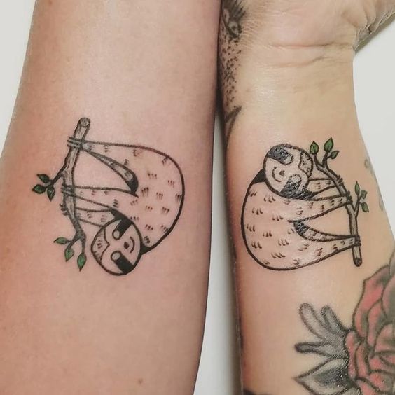 Matching sloth tattoo for best friends