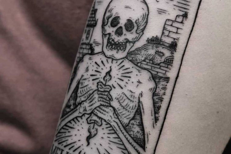 Memento mori skeleton tattoo