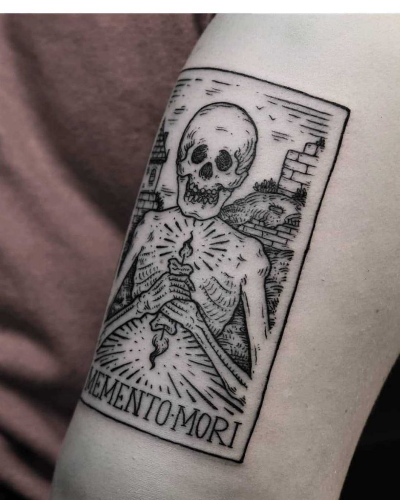 Memento mori skeleton tattoo