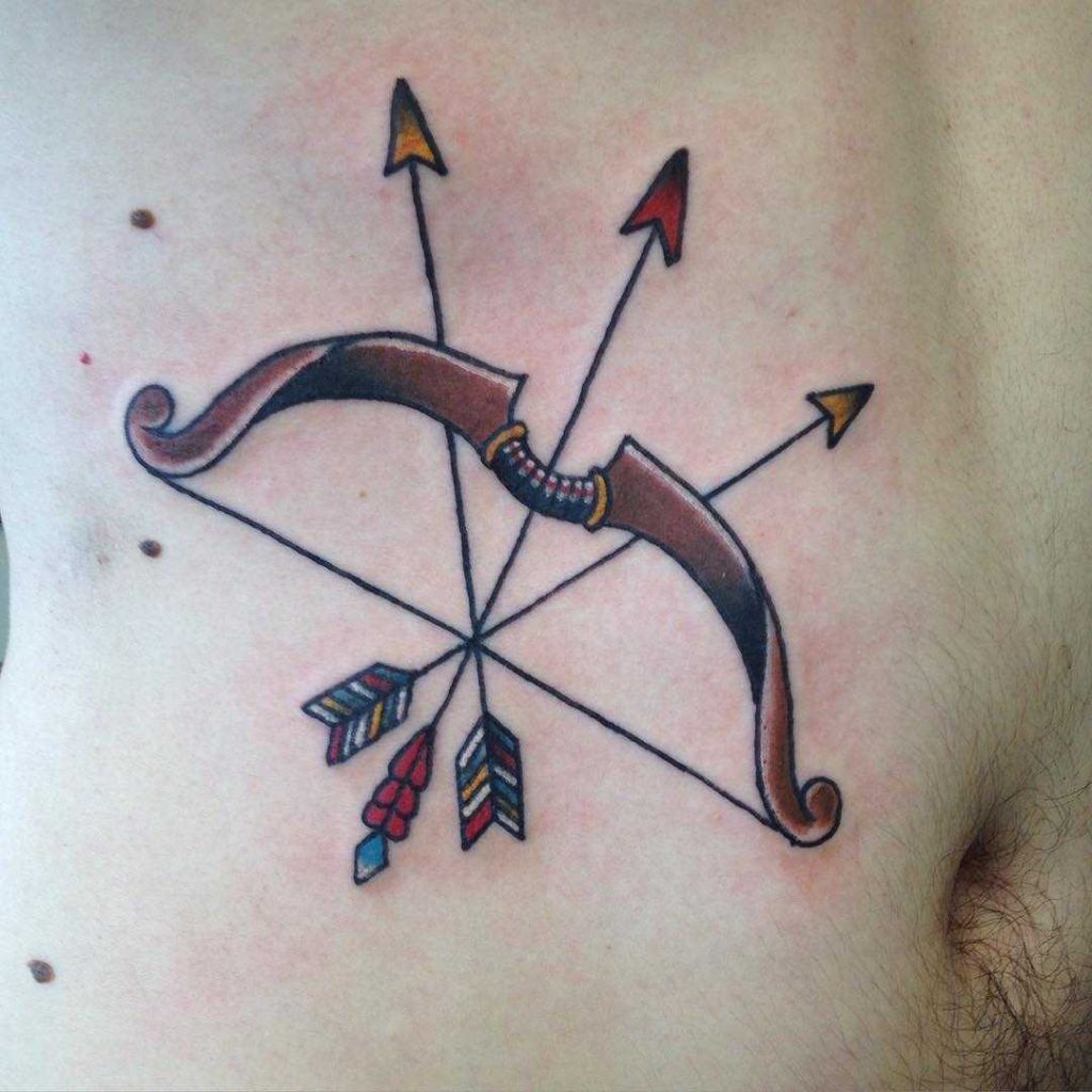 Old-school style bow with arrows on the belly by Steve Roberts