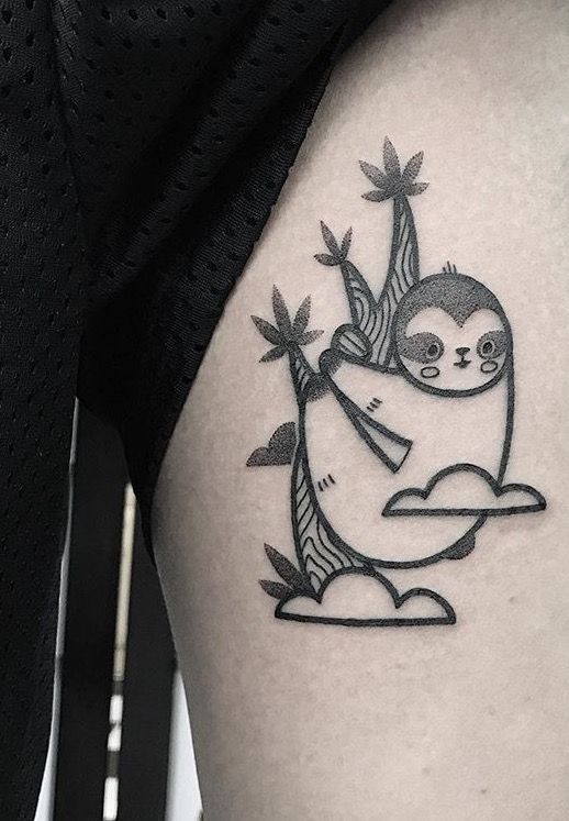 Outline sloth tattoo by hugo tattooer