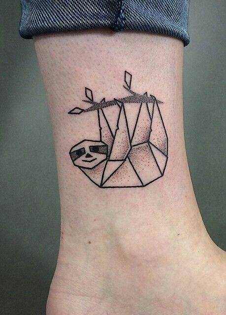 Polygonal sloth tattoo