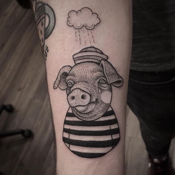 Sailor pig tattoo by suflanda