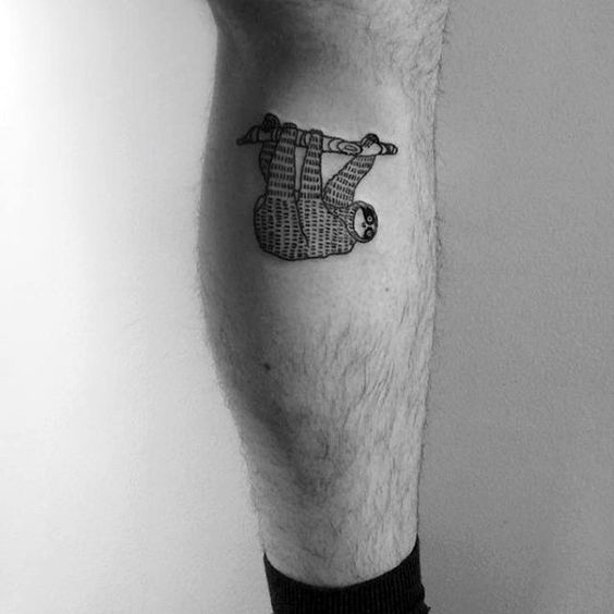 Sloth tattoo on the calf