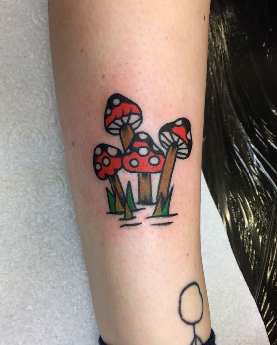 Small traditional mushroom tattoo