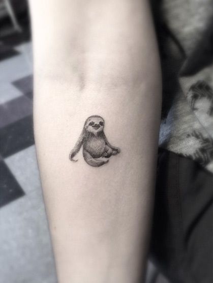 Tiny hand poked sloth tattoo by doctor woo