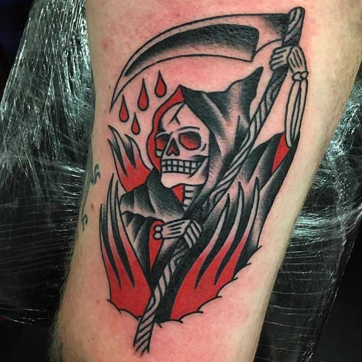 Traditional Grim Reaper tattoo by Mooney Tattoos