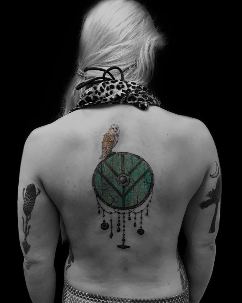 Viking shield tattoo by david hodges