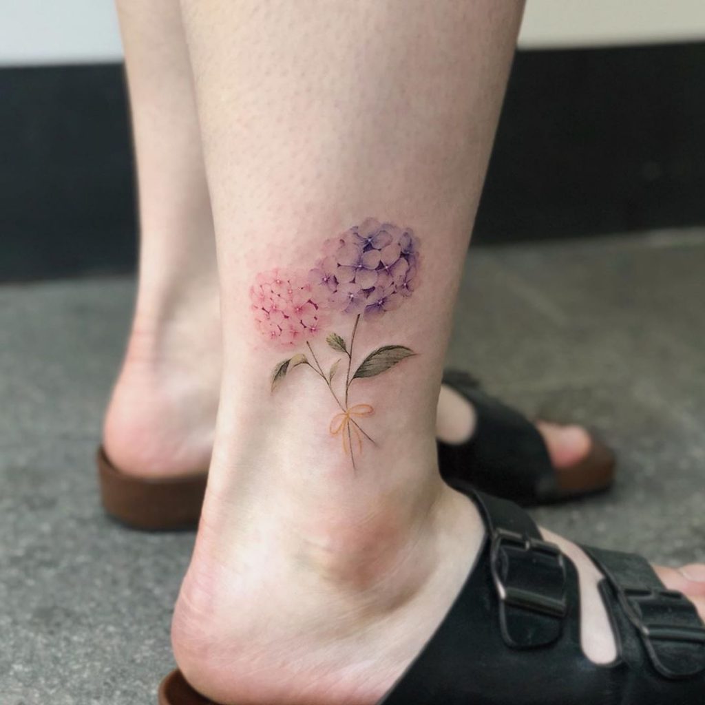 Hydrangea bouquet tattoo