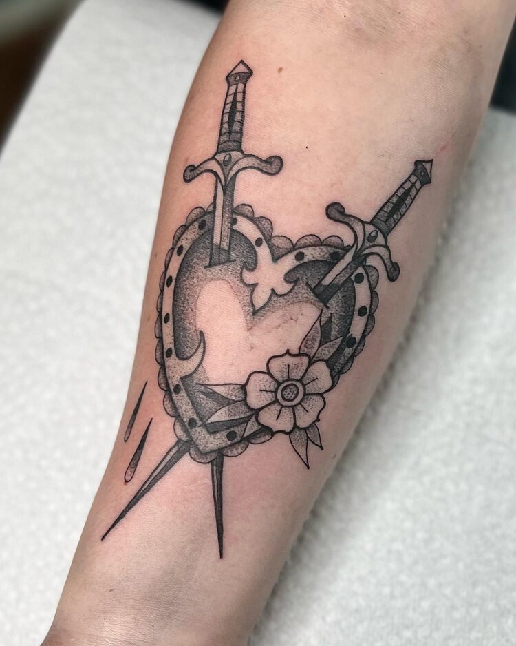 Heart And Dagger Design by @tyler.tattoos
